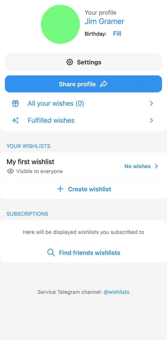 Wishlist App, screen 3