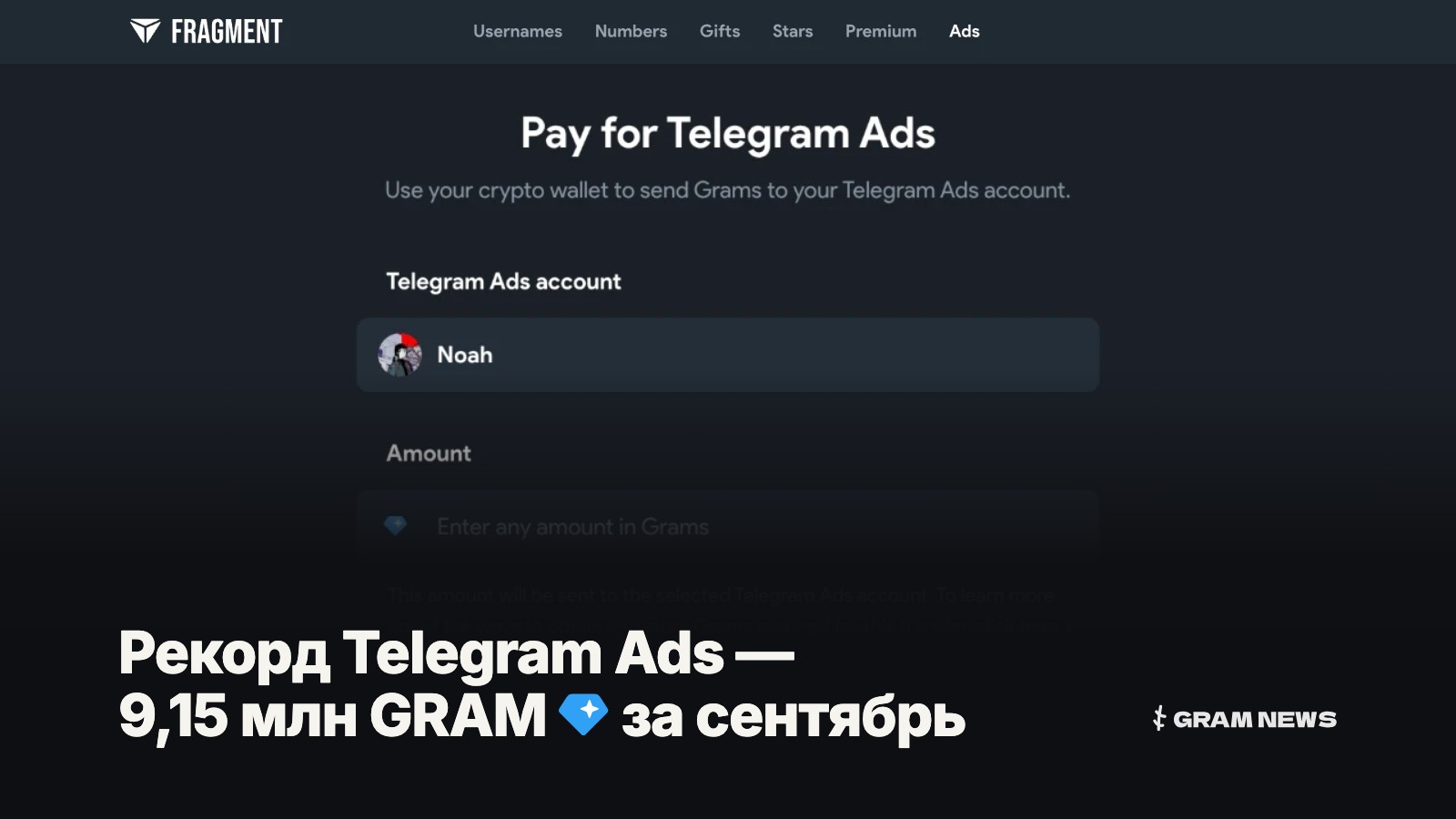 Обложка статьи «Рекламодатели заплатили Telegram Ads за сентябрь 9,15 млн GRAM, больше, чем за любой другой месяц»