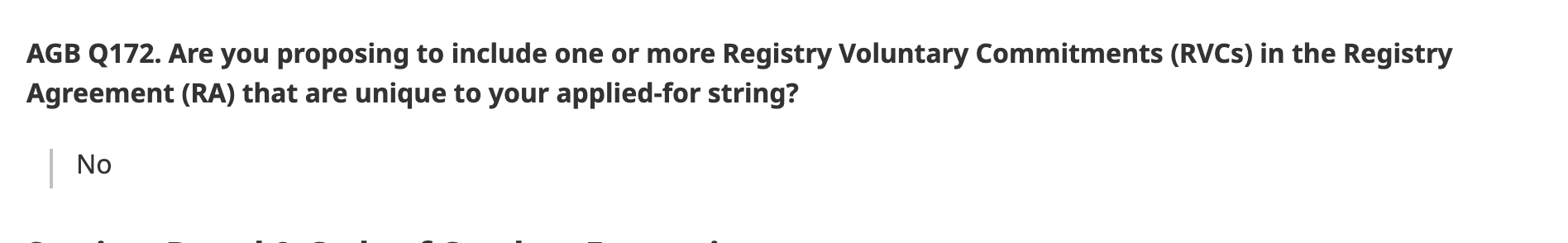 Telegram's answer to question 172 about Registry Voluntary Commitments: No