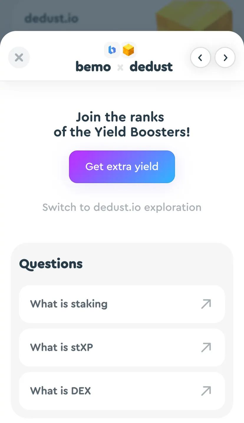 Bemo liquid staking — экран 3