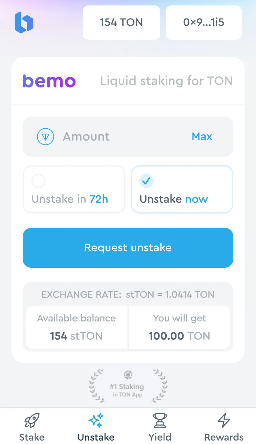 Bemo liquid staking — экран 5