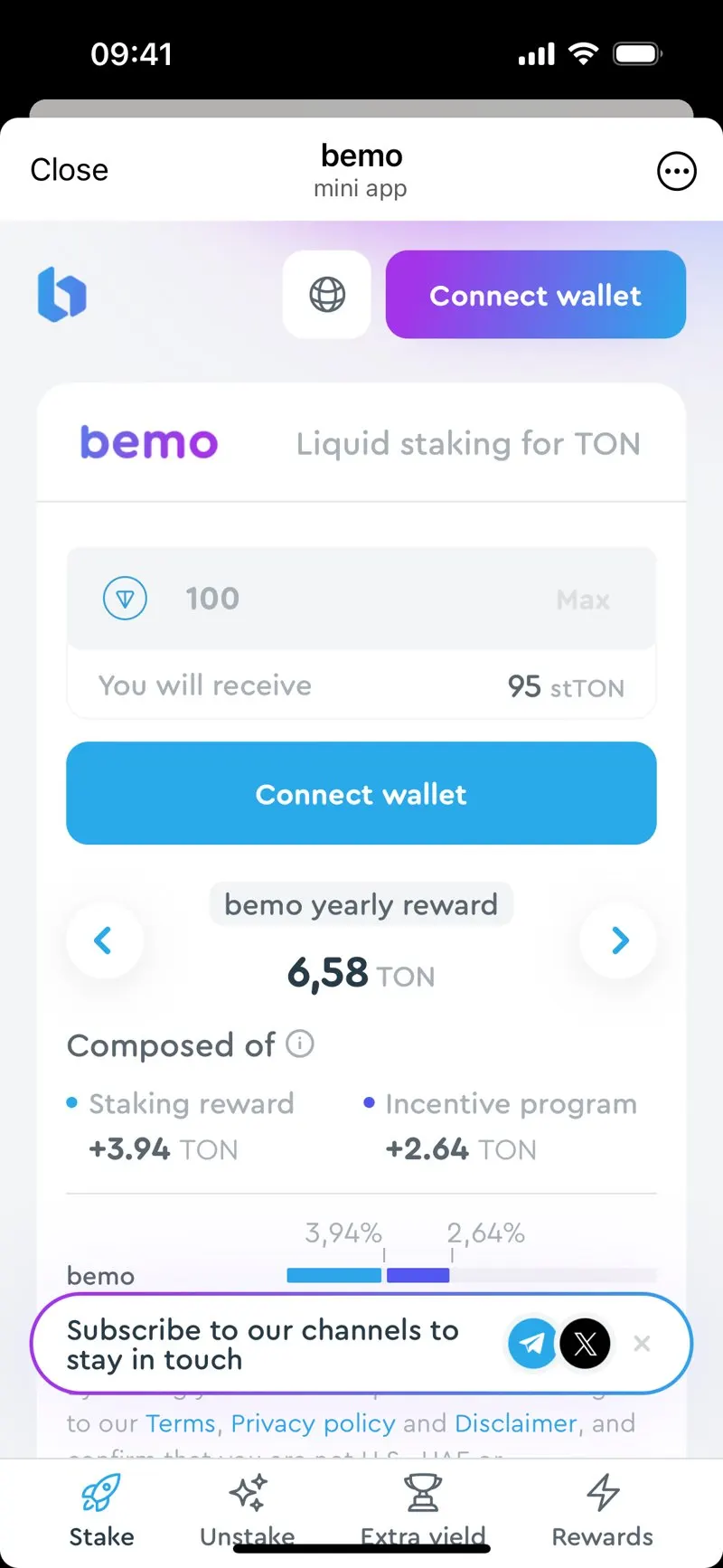 Bemo liquid staking — экран 6