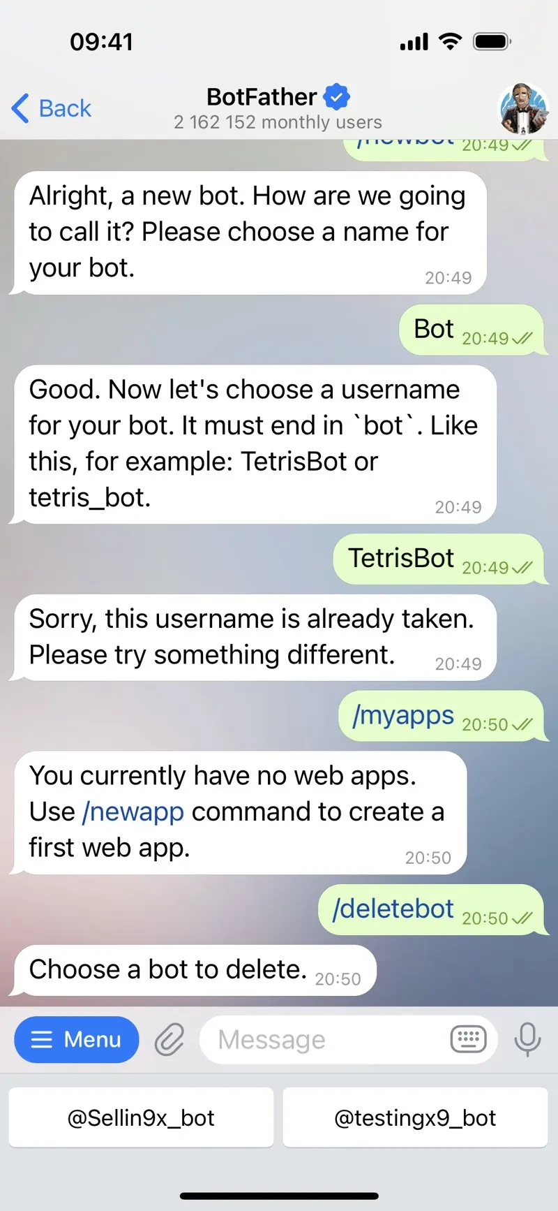 BotFather — screenshot 4