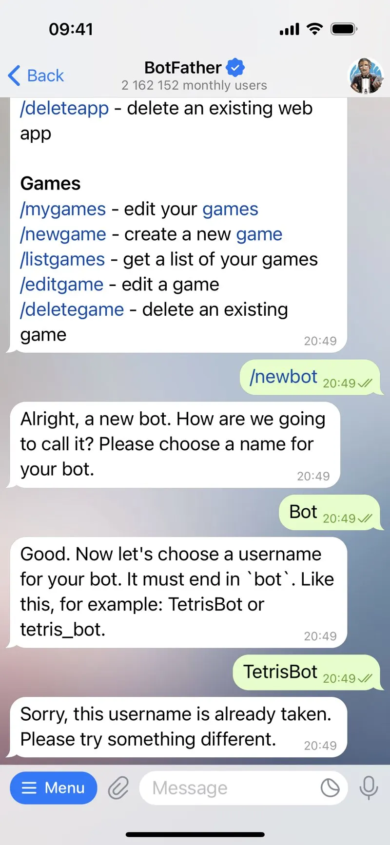 BotFather — screenshot 3