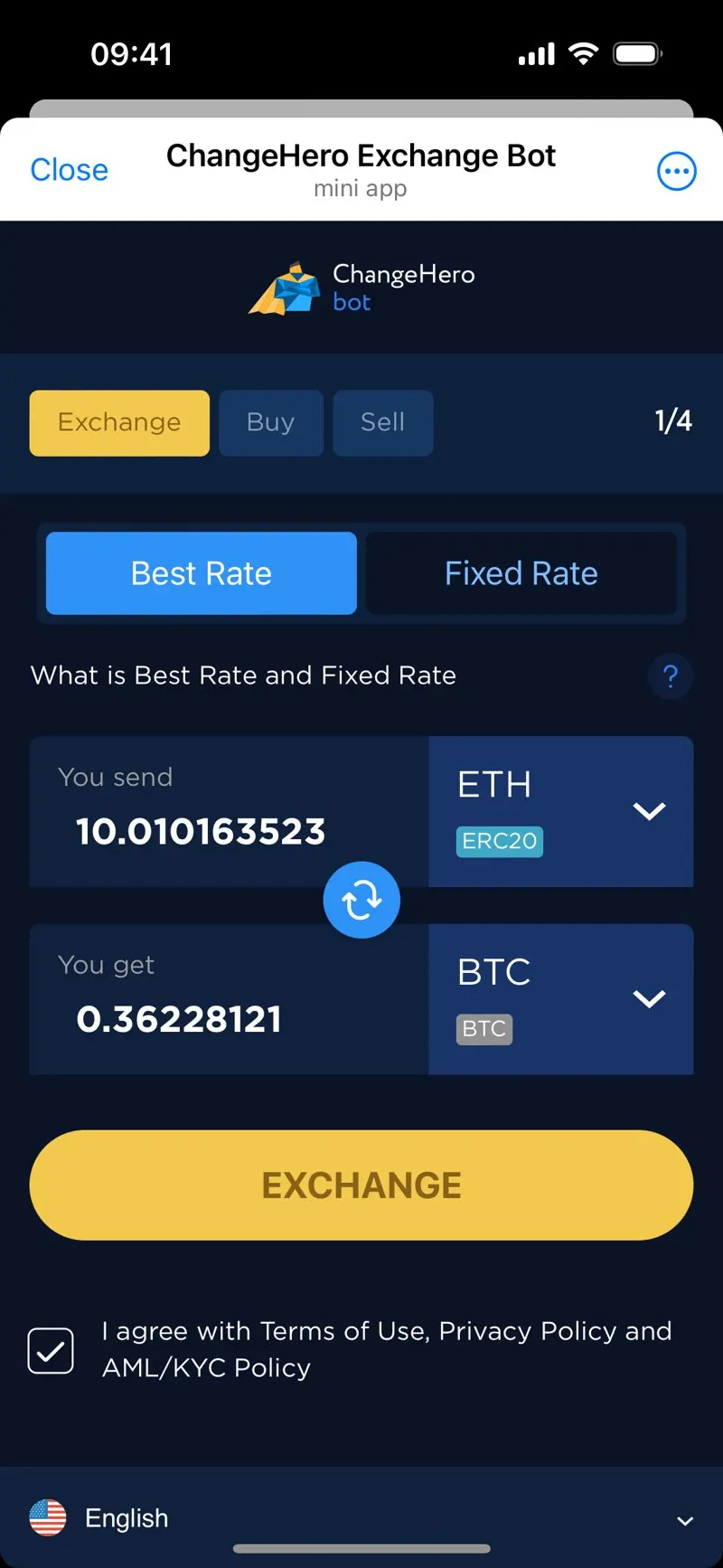 ChangeHero Bot — экран 6
