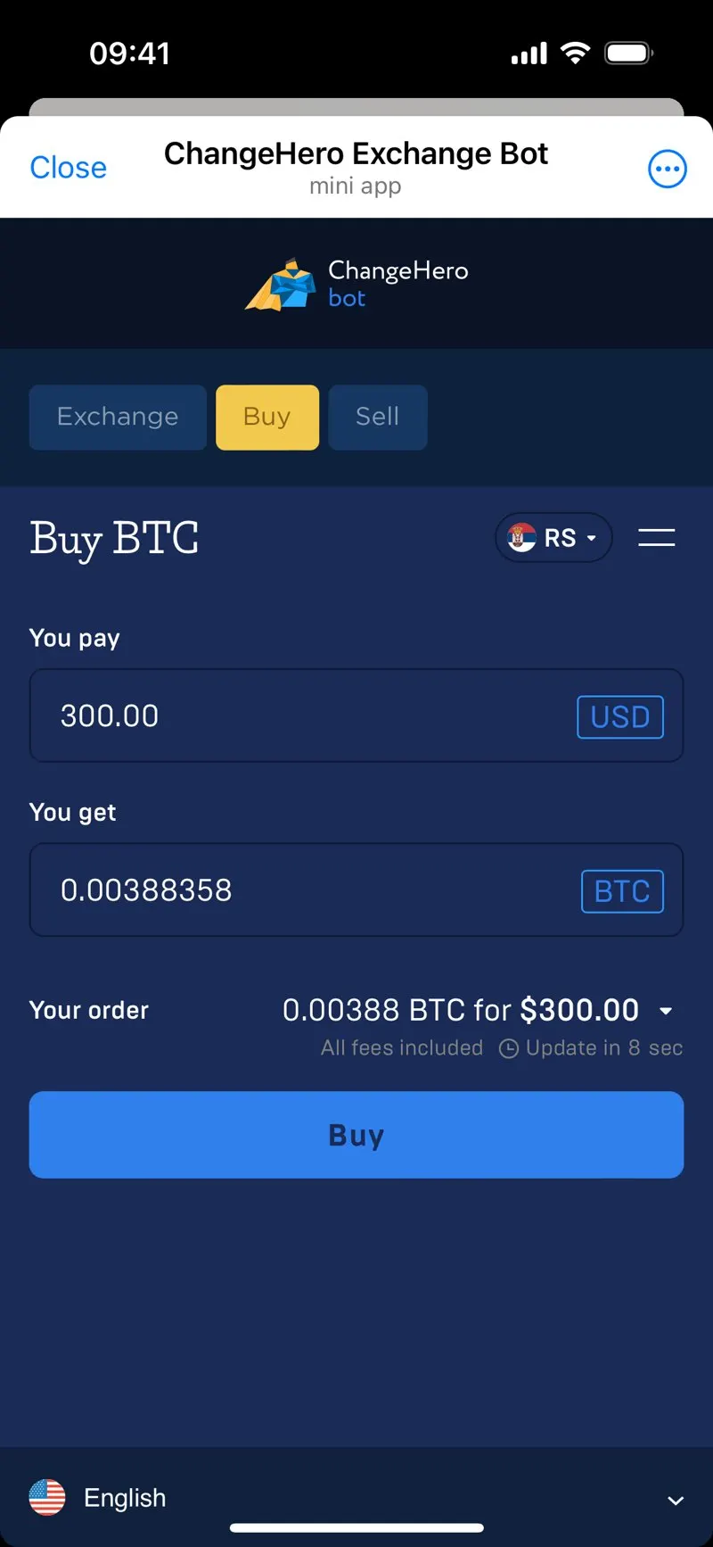 ChangeHero Bot — экран 7