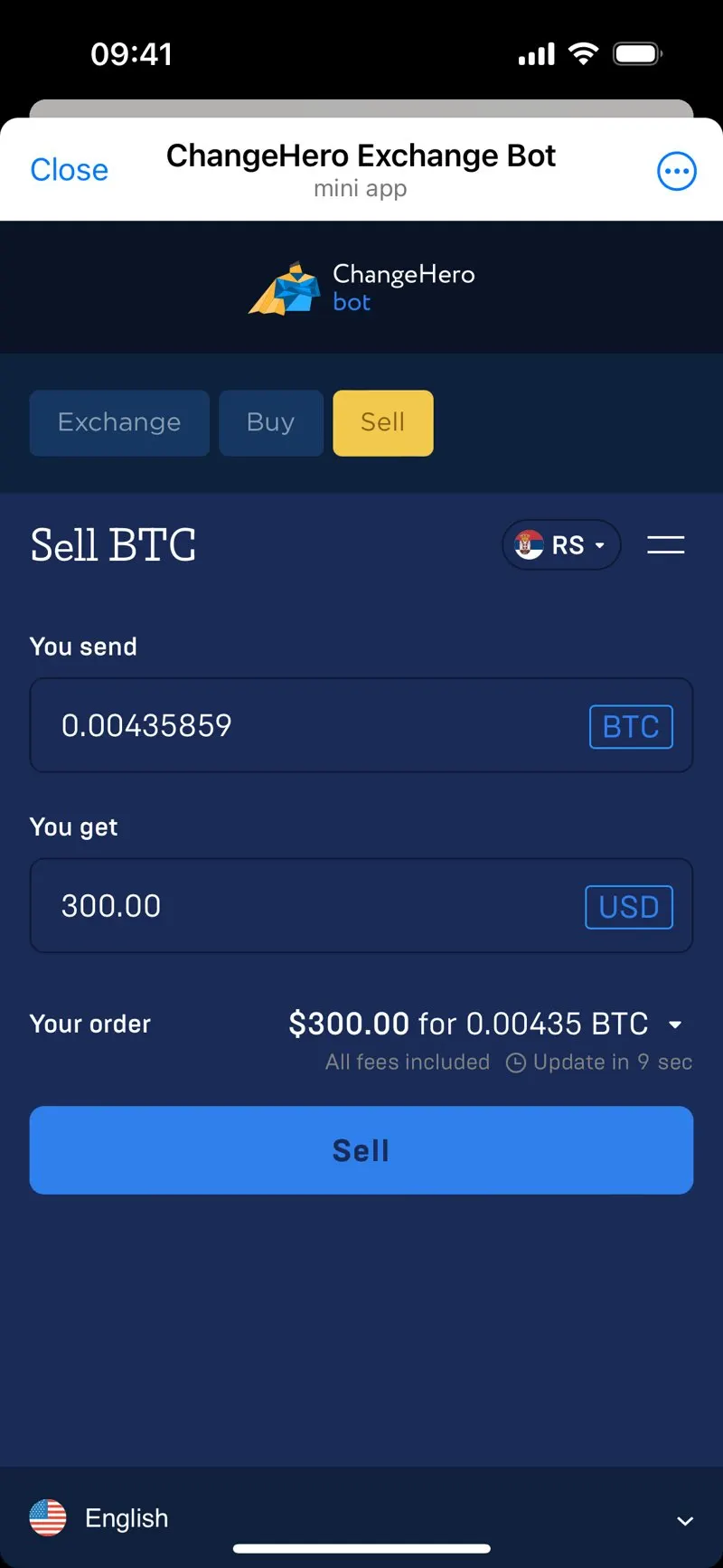 ChangeHero Bot — экран 8