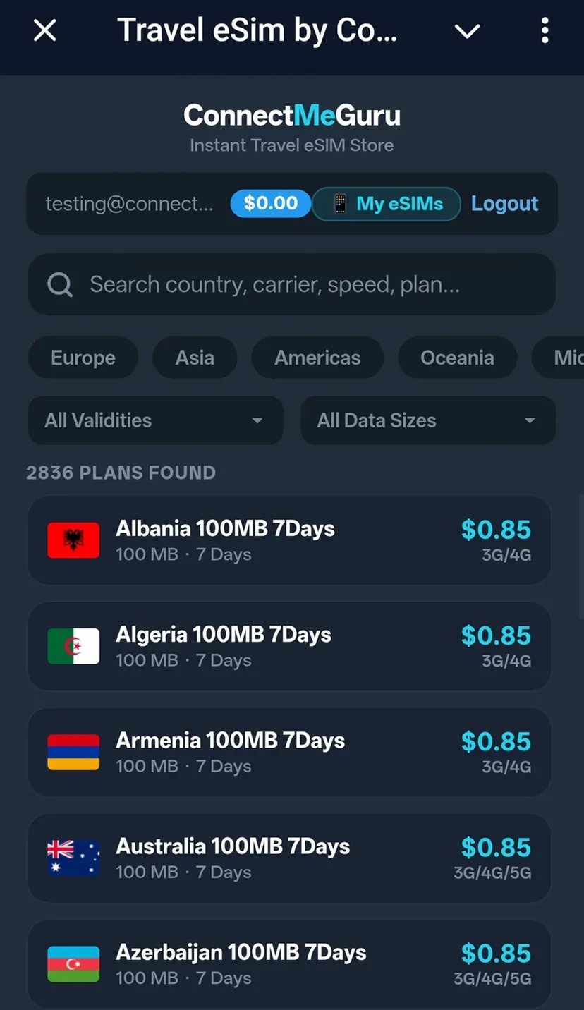 ConnectMeGuru eSIM — screenshot 2