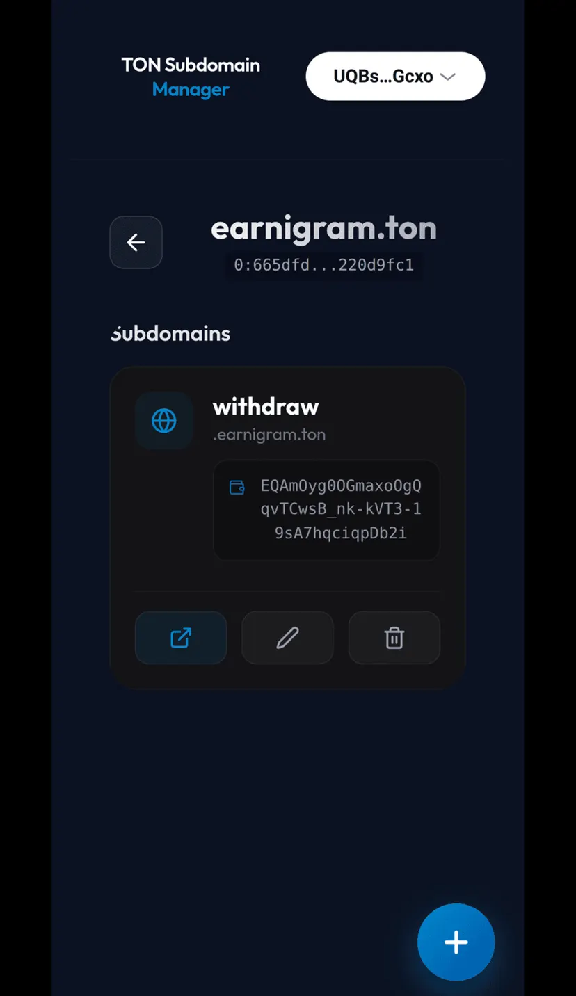Manage Ton Subdomain — screenshot 2