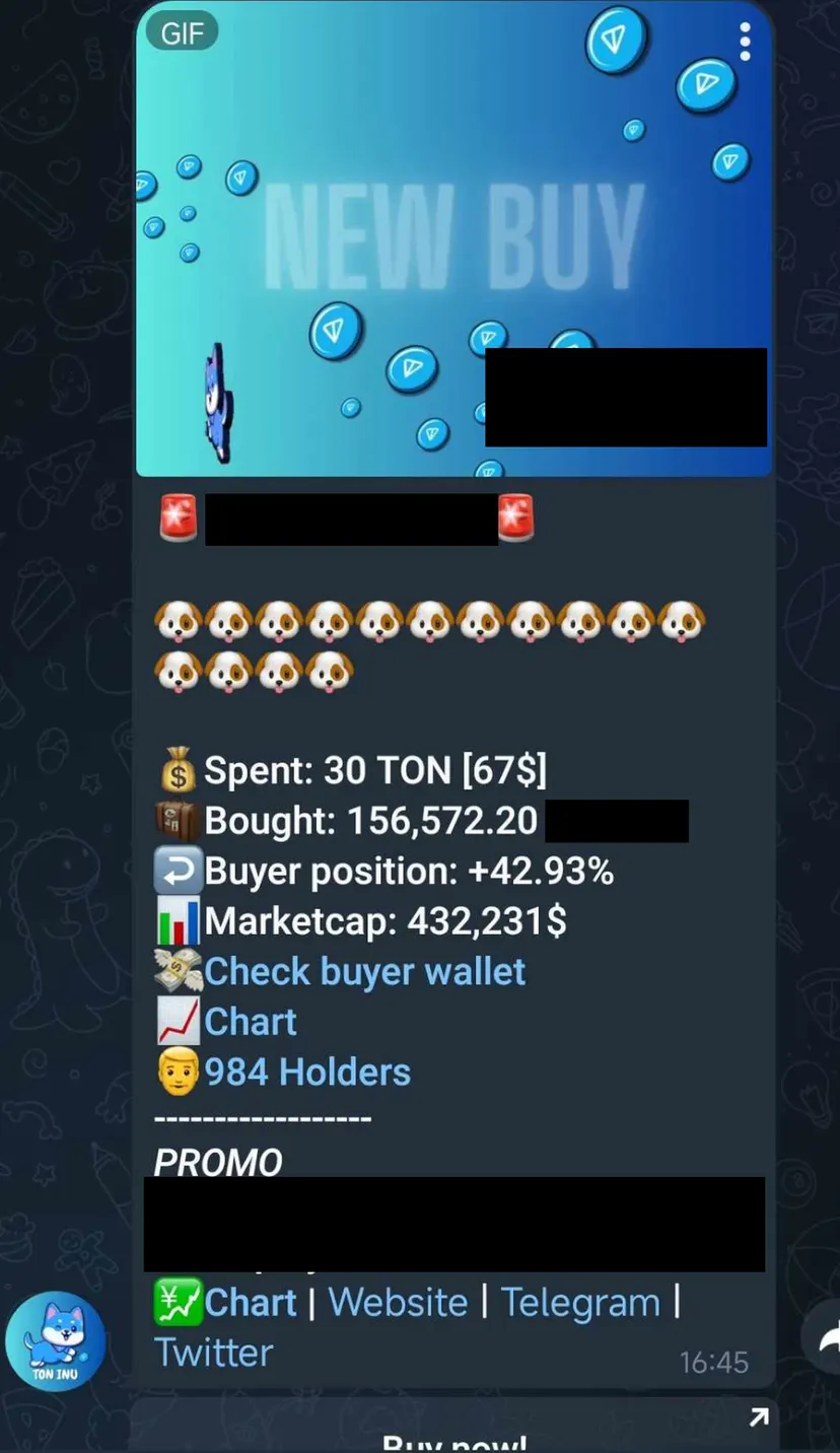 TON INU BuyBot — screenshot 2