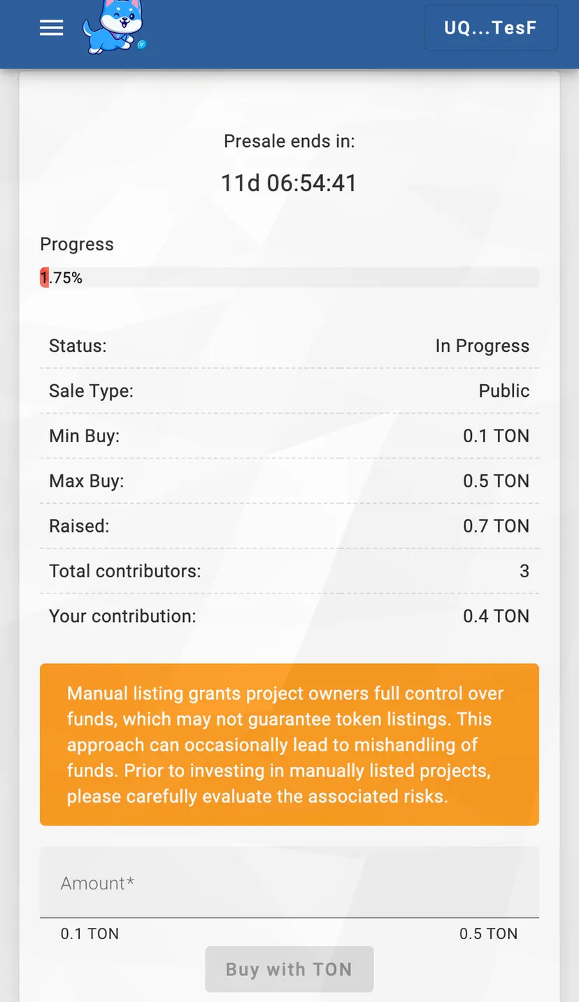 TON INU Launchpad — screenshot 2
