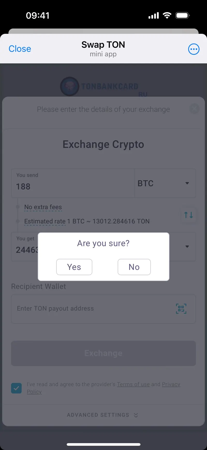 TONBANKCARD Exchange — screenshot 5