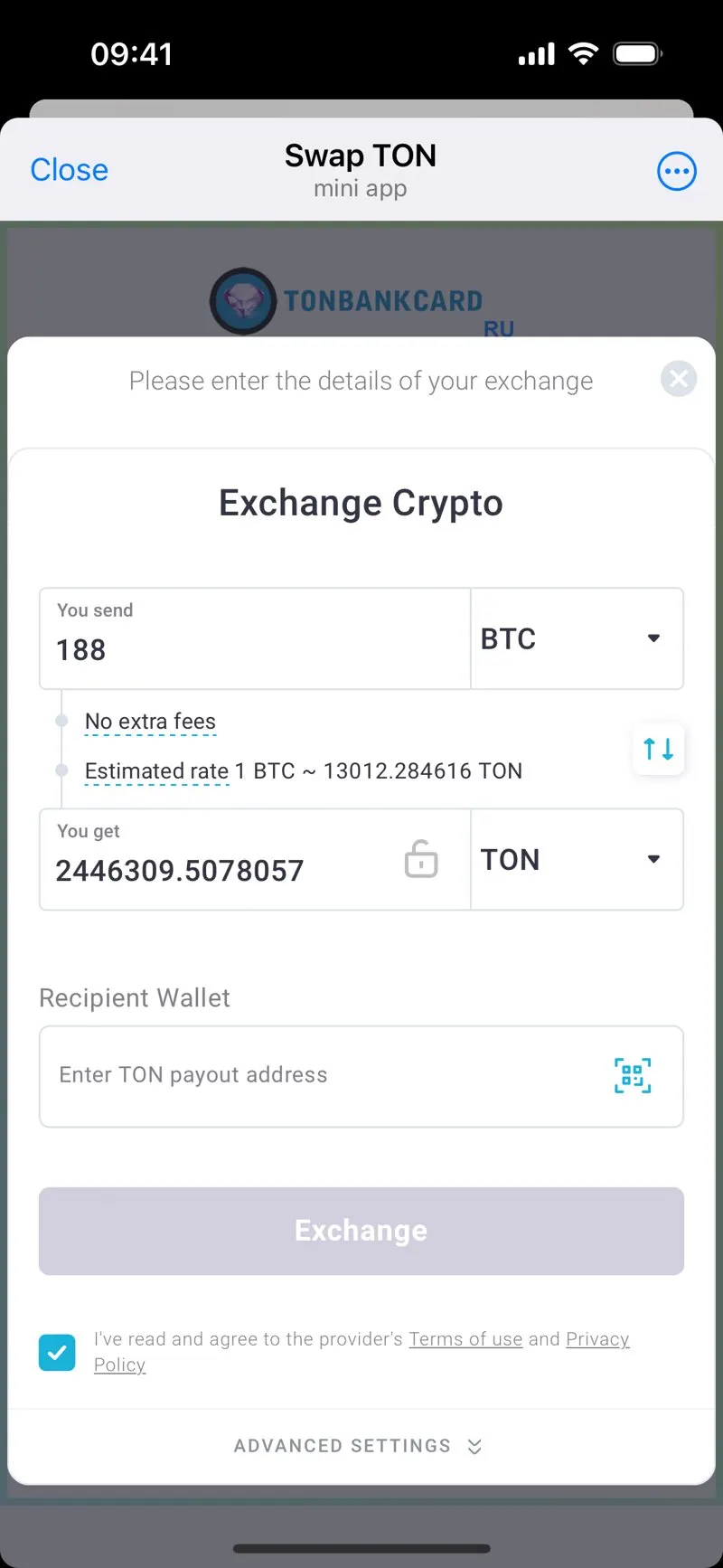 TONBANKCARD Exchange — screenshot 4