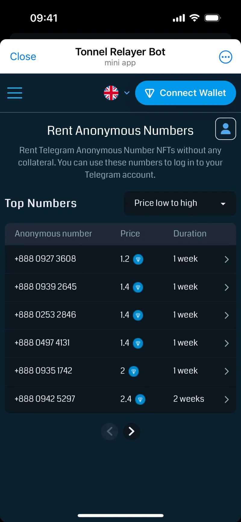 Tonnel Relayer Bot — экран 4