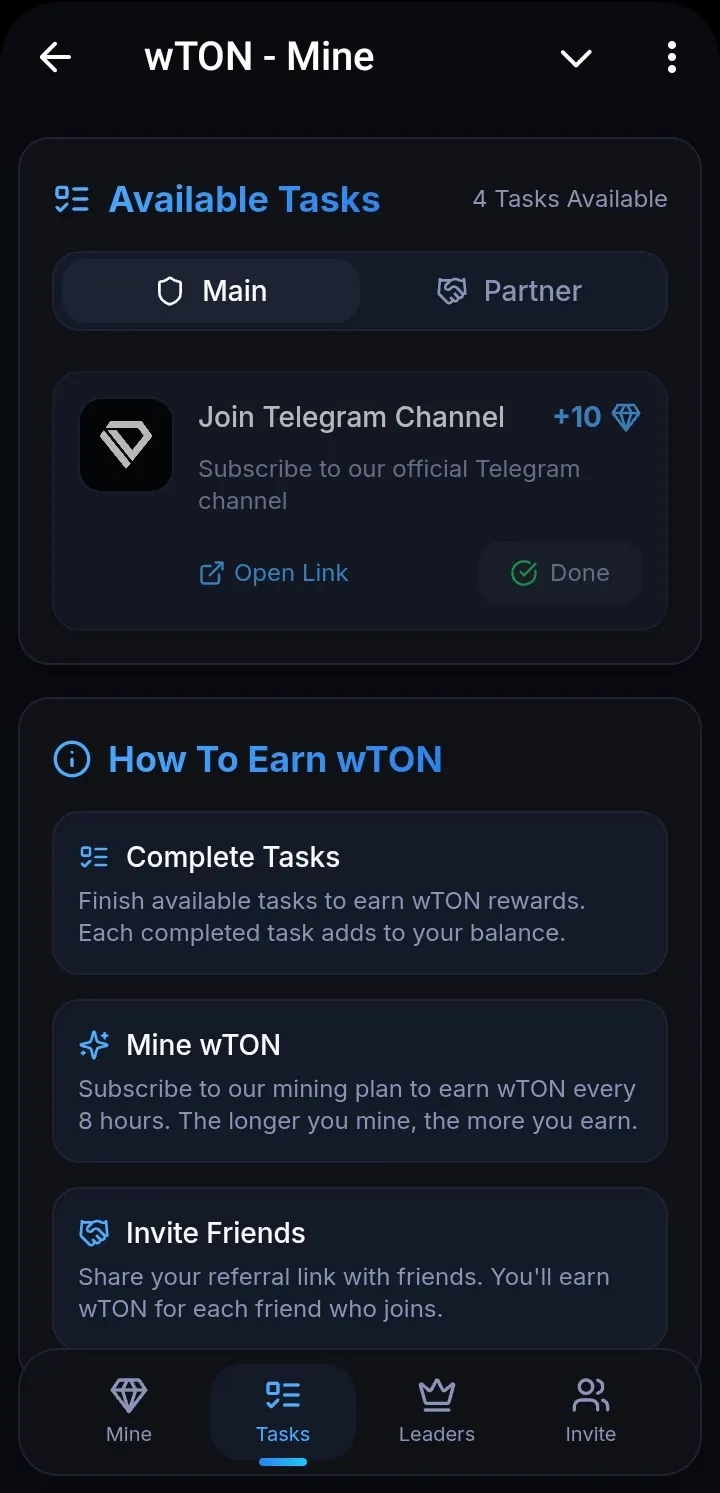 wTON Mine — screenshot 2