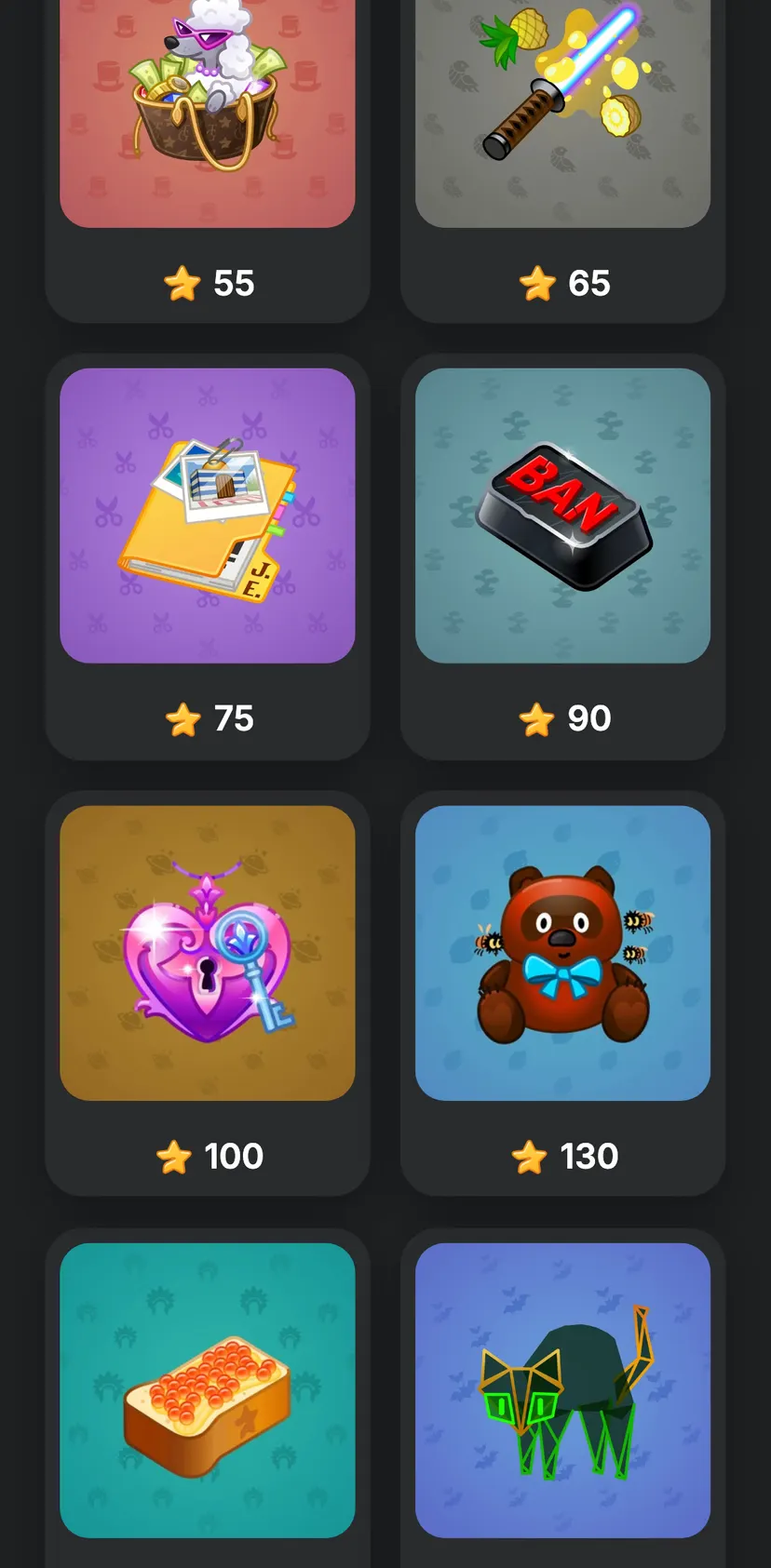 All In: Gift — screen 2: 55 · 65 · 75 · 90