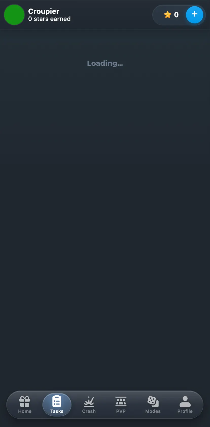 Easy Gift — Tasks section: Loading... · Home · Tasks · Crash