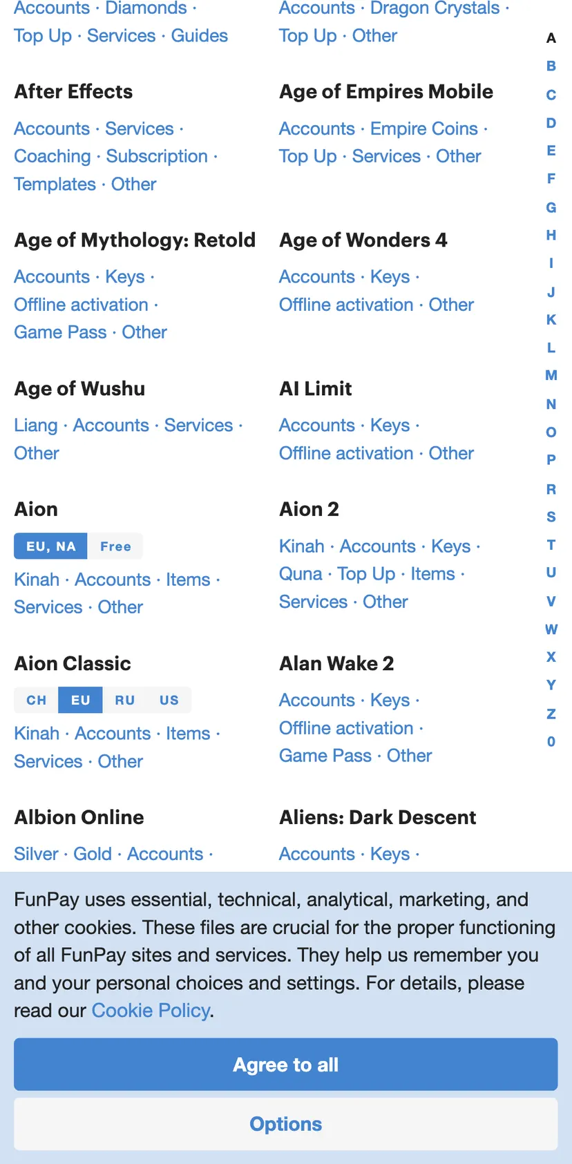 FunPay | Гарант-Бот — screen 2: Accounts · Diamonds · Dragon Crystals · Top Up