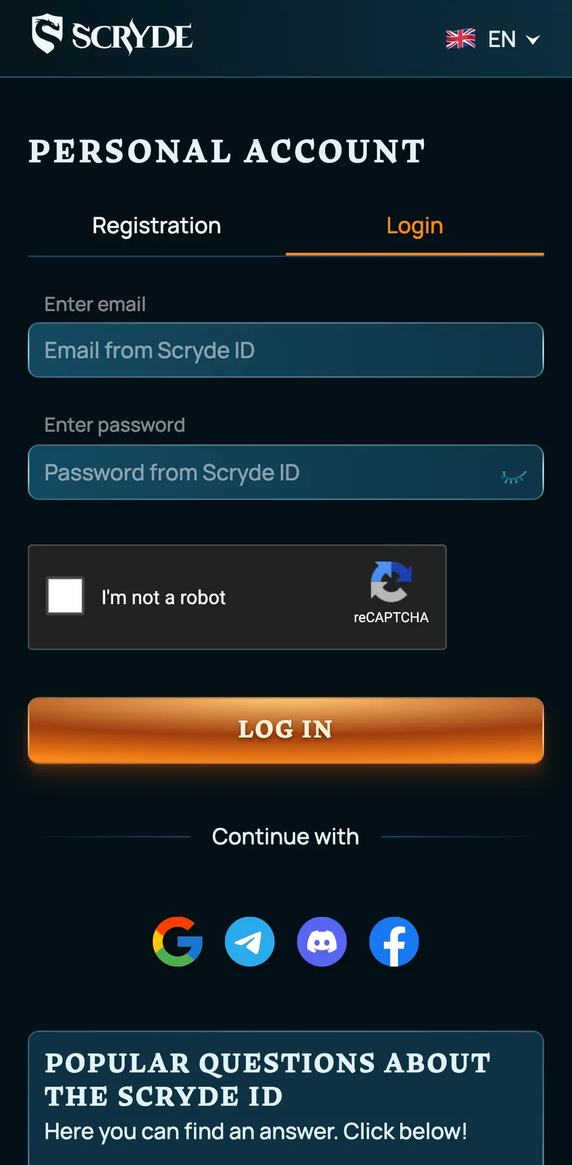 Кот Орион – Скрайд — Scryde ID section: EN · Personal Account · Registration · Login
